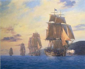 Geoff Hunt : HMS Agamemnon-Nelson s first flagship leads the squadron, Mediterranean, 1796